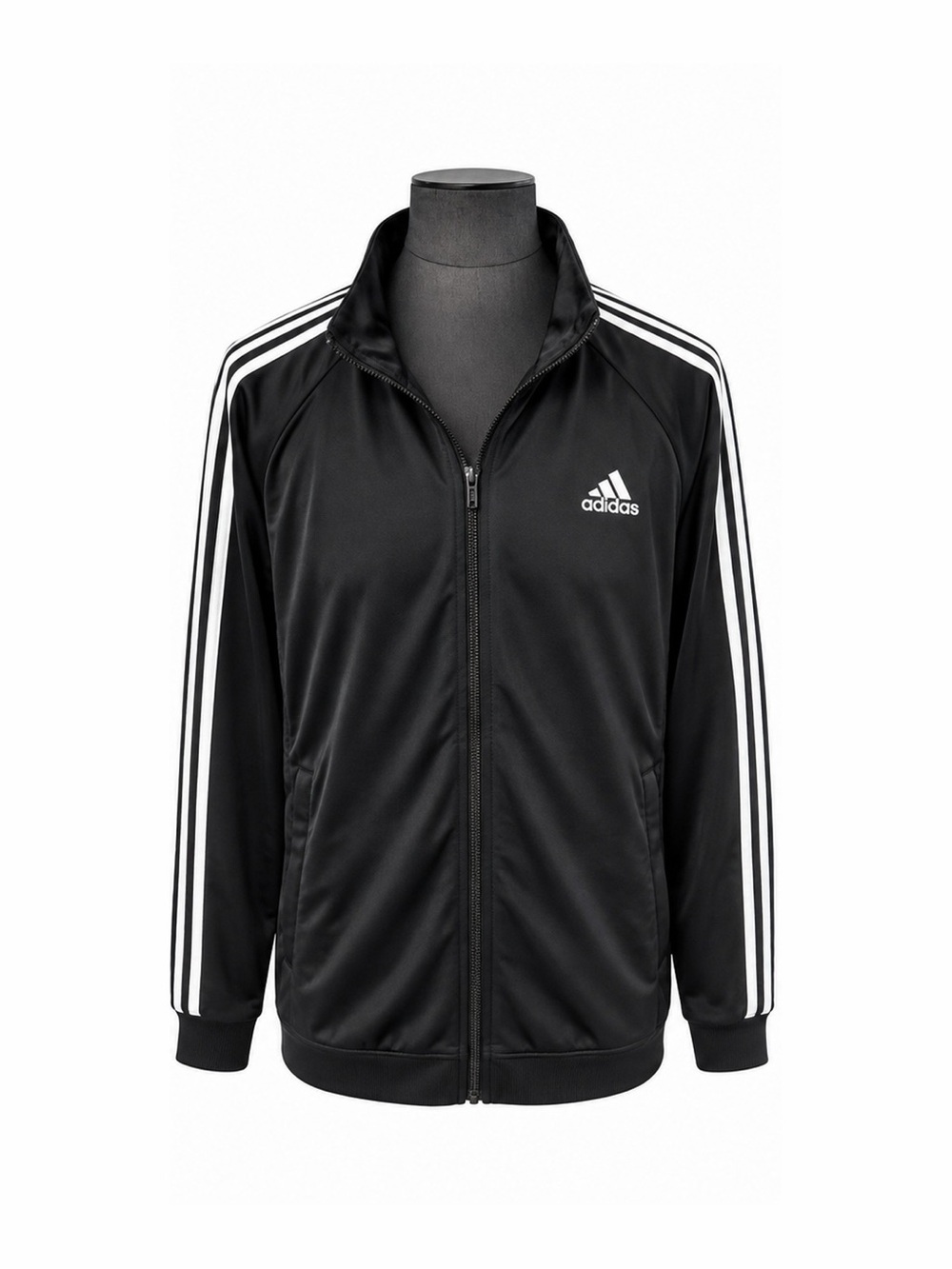 adidas Black Track Jacket with White Three-Stripes